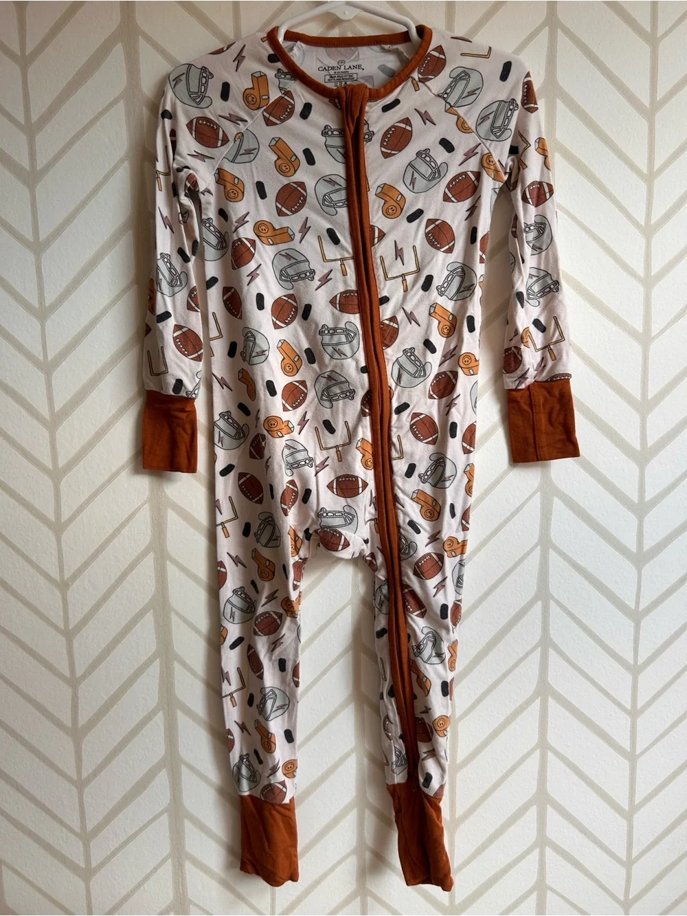 *Caden Lane* Football Print Kids One-Piece Pajamas